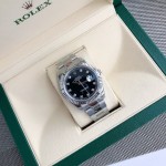 Datejust series men's watch with diamonds, black dial, silver bezel, 41mm, silver Oyster bracelet
